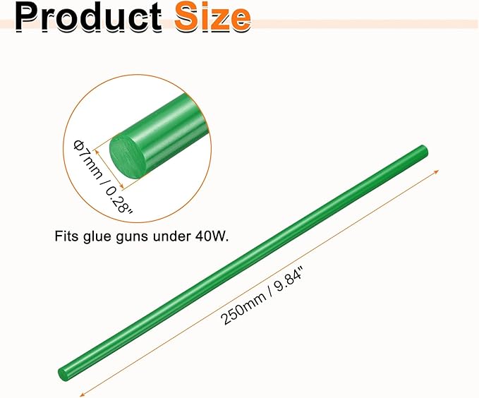 HARFINGTON 10pcs Hot Glue Sticks 0.28" Dia x 9.84" Long EVA Mini Hot Melt Adhesive Glue Stick for Hot Melt Gun Wood Plastic Glass Flowers Fabrics Foam, Deep Green