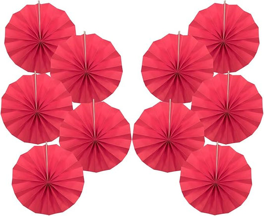 Red Birthday Decorations,DIY Red Paper Fans Hanging Decoration ,Party Supplies Party Fans 8in, Wedding Graduation Events Accessories 30 Color DIY Set （Red）
