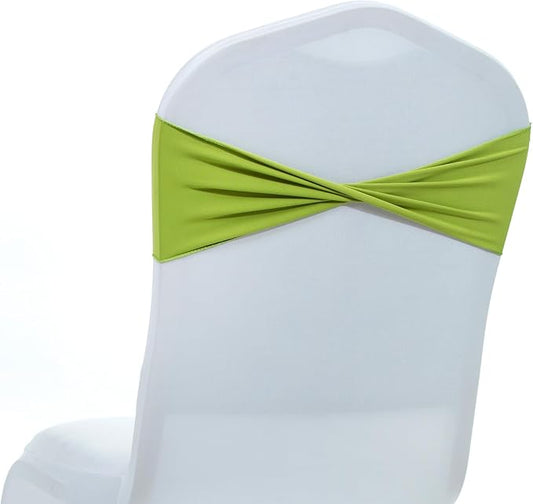 MDS Pack of 250 Spandex Chair Sashes Bows Elastic Stretch Dining Chair Bands Ties Without Slider Buckle Universal fits for Wedding Baby Shower Birthday Party Banquet Event Decoration - Apple Green