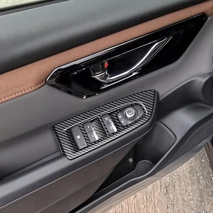 4pcs Carbon Fiber Style Front Rear Doors Window Glass Lift Switch Panel Cover Decorative Sticker Protection Car Interior Accessories for 2025 Subaru Forester KT17