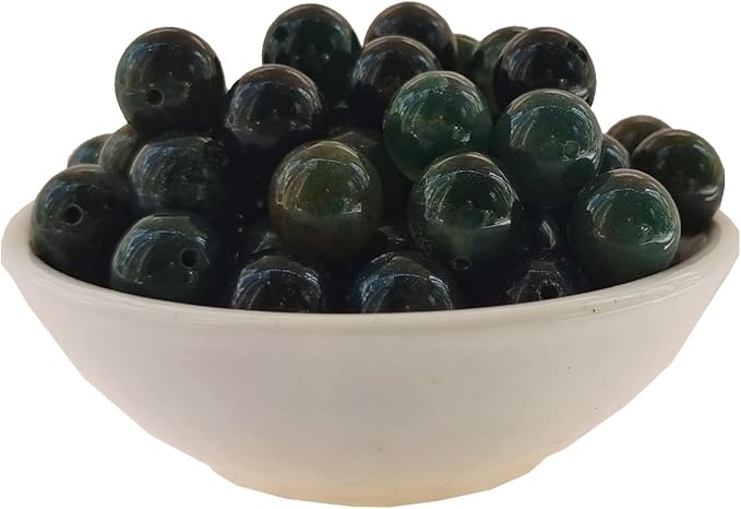 Stone Beads 8mm 100pcs Green Moss Agate Beads Round Loose Gemstones Beads for Bracelet Necklace Jewelry Making (8mm, 60801 Green Moss Agate)
