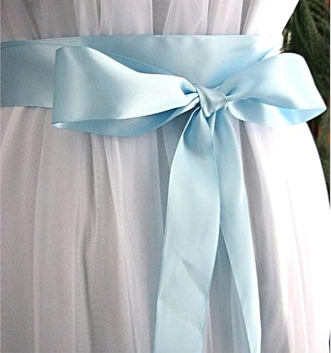 1-1/2" x 50 Yards Light Blue Satin Ribbon Single Faced Fabric Ribbons for Gift Wrapping, Crafting, Floral Arrangements, Flower Bouquet, Wedding, Home Decor