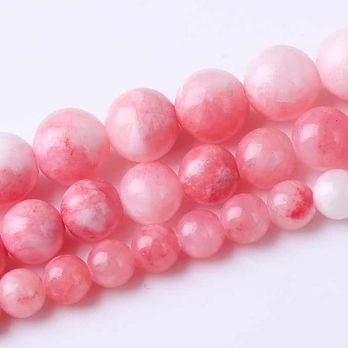 Pink Persian Jade Stone Beads Gemstone Round Crystal Energy Jade Beads Stone Beads for Jewelry Making DIY Bracelet Necklace Jewelry Making 1 Strand 15.5inch 31PCS 12MM
