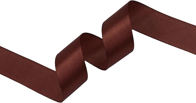 Coffee Brown Satin Ribbon 1 inch X Continuous 50 Yards, Single Face Polyester Ribbon Perfect for Gift Wrapping, Flower Bouquet, Wedding Decor, Crafts, Bow Making, Sewing and More