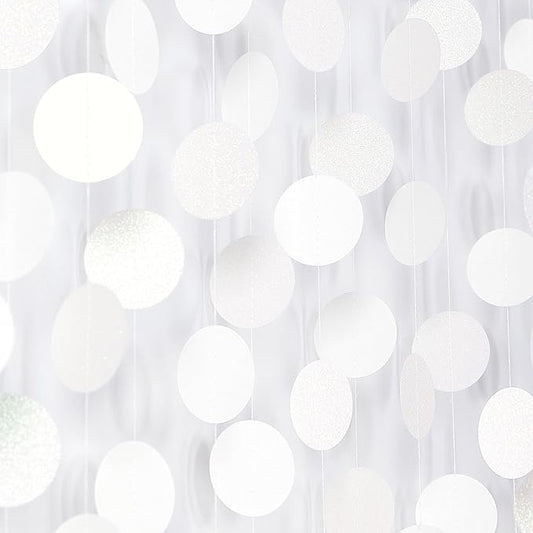 White Glitter Party-Decorations Paper-Garland Streamers - 52ft Birthday Banner Baby Shower Bachelorette Wedding Hanging Supplies Decor Hugfond