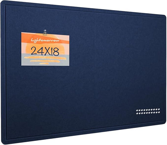 Bulletin Board, 24 x 18 inches Felt Board Decorative Pin Board, Cork Board Alternative for Wall, Foldable Photo Board Self-Adhesive Vision Board Mood Board with 20 Pushpins - Dark Blue
