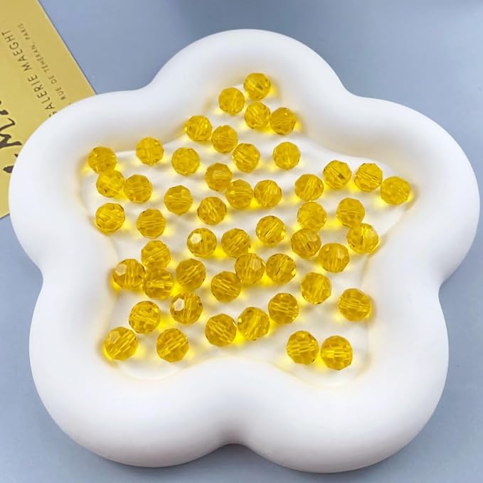 400 PCS 4mm Crystal Glass Beads Round Multiple Faceted Loose Spacer Glass Beads for DIY Handcrafte Bracelet Necklace Earring Jewelry Making(Orange)