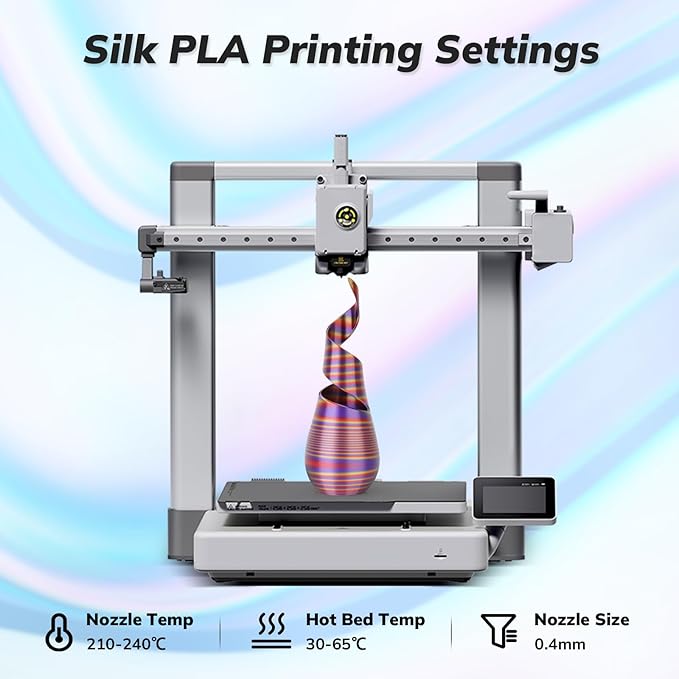 AMOLEN Silk PLA 3D Printer Filament, Shiny Multicolor Rainbow PLA Filament 1.75mm, Fast Color Change PLA 3D Printing Filament for Most FDM 3D Printer, Gold Purple Red, 1kg (2.2lbs)
