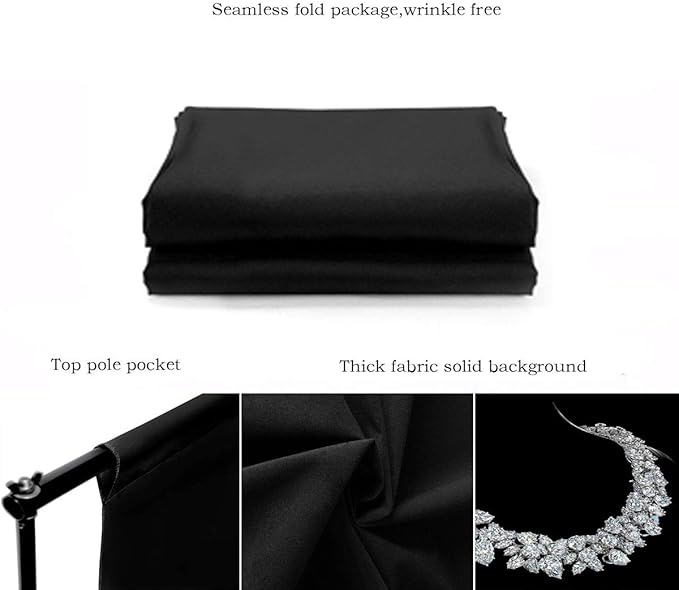 Black Backdrop for Photography Portrait Background Screen for Photo Backdrop Video Photography Studio (8x10ft, Black)