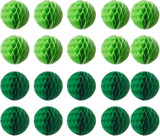 20pcs Honeycomb Flower Balls Party Honeycomb Balls Decoration Paper Flower Balls Tissue Paper Flower Ball Pom Poms Ball for Birthday Wedding Home Decor (6inch, Green Dark-Green)