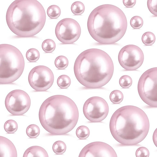 260Pcs Greyrose Glossy Beads for Centerpiece Decor, Artifical Pearls Vase Filler, No Hole Round Pearl Beads for Wedding Birthday Christmas Party Home Decor(18mm 14mm 6mm)
