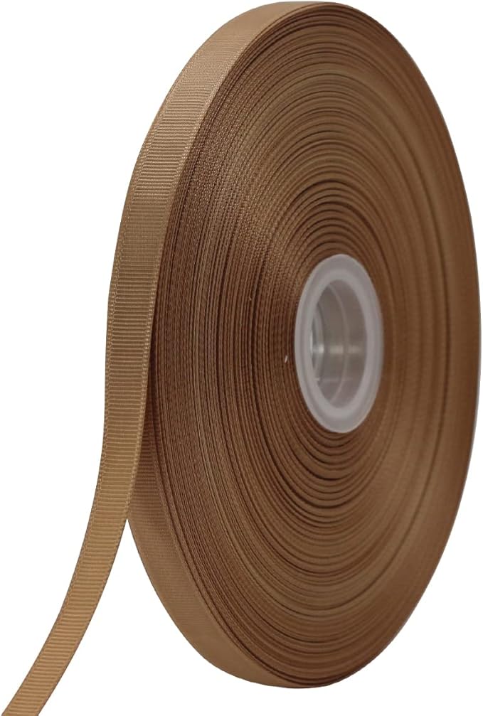 Jesep One Roll 100 Yards 3/8" Soild Grosgrain Ribbon Boutique Gift Wrapping Package Ribbon, DIY Crafts Bow Hair Headband Accessories Assorted Ribbon#835 (3/8" 10mm, Khaki)
