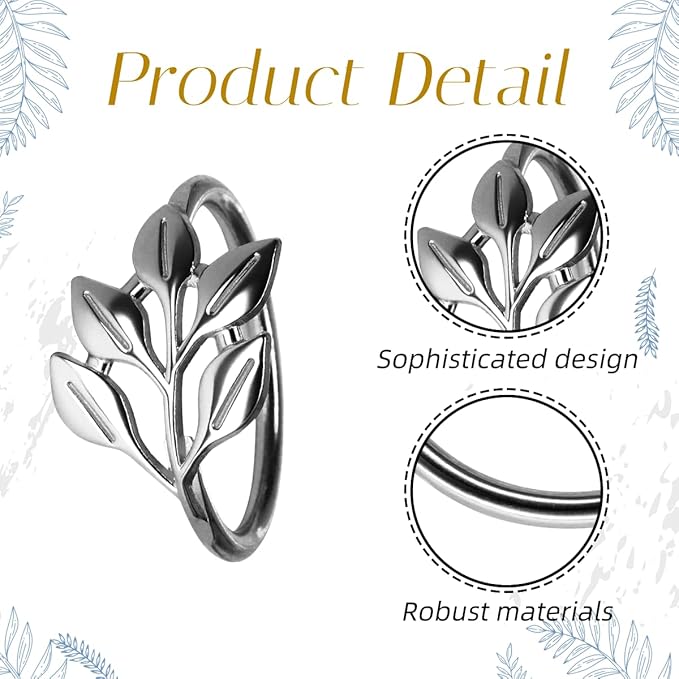40 Pcs Leaf Napkin Rings Set, Metal Napkins Rings Holders Bulk for Cloth Napkins Table Adornment for Wedding, Birthday, Thanksgiving, Christmas, Banquet, Dinning Table Decorations