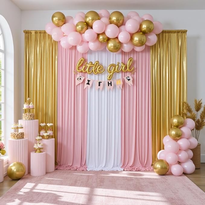 Outpain 10x12ft Gold Sequin Backdrop Curtains -Heavy Duty Gold Photography Backdrops with Non-Shedding Glitter, Wrinkle-Free Stage Drapes for Wedding/Christmas/Studio Shoots (5x12ft 2 Panels)