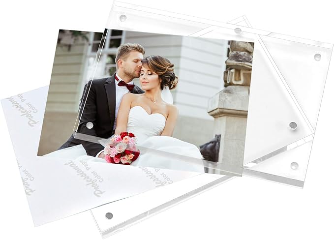 Magicool Premium Acrylic Photo Frame- Magnet Photo Frame -Double Sied Thick Desktop Frames (5x7 6pack)