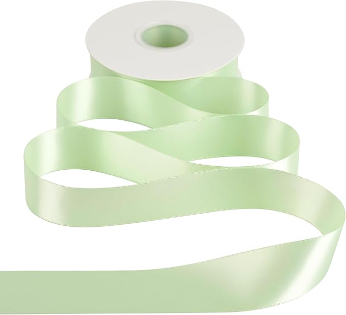 HUIHUANG Seafoam Green Satin Ribbon 1-1/2 inch x 50 Yards Pastel Green Silk Satin Ribbon for Gift Wrapping, Bows, Flower Bouquet, Eternal Roses, Crafts, Wedding Holiday Party Decor