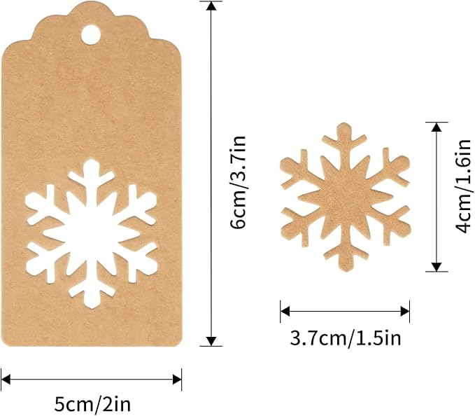 jijAcraft Christmas Gift Tags - 100Pcs Christmas Tags with String, Blank Xmas Name Labels, Kraft Paper Hollow Trees, Rudolph, Snowflake Shapes Holiday Labels for Xmas Party Favors, DIY Crafts, Jar