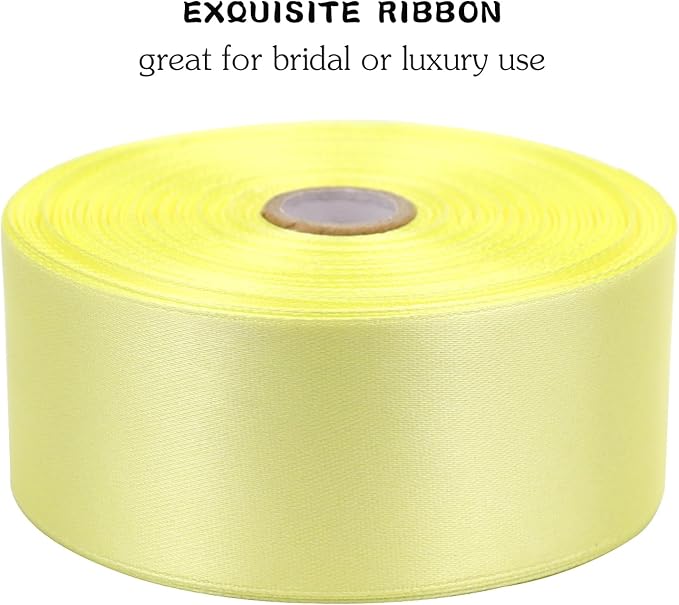 Cream Solid Satin Ribbon 1-1/2 Inch 50 Yards Solid Polyester Fabric Ribbon for Gift Wrapping Wedding Christmas Baby Shower Birthday Party Decoration Handmade Immortal Flower Craft