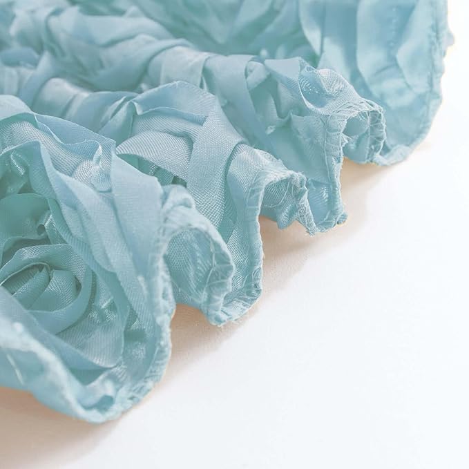 Efavormart 90"x132" Wholesale Rectangle Table Cover Light Blue Grandiose Rosette 3D Satin Tablecloth for Wedding Party Event