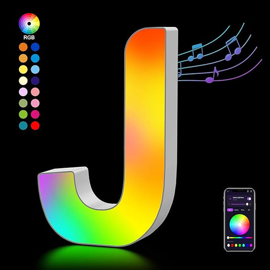 OJQ Light Up Letters LED Letter - Marquee Letters Room Decor Alphabet Letter Music Sync Color Change Colorful - Christmas Birthday Gifts for Girl - Teen Girls Gifts Party Home Wall Decor