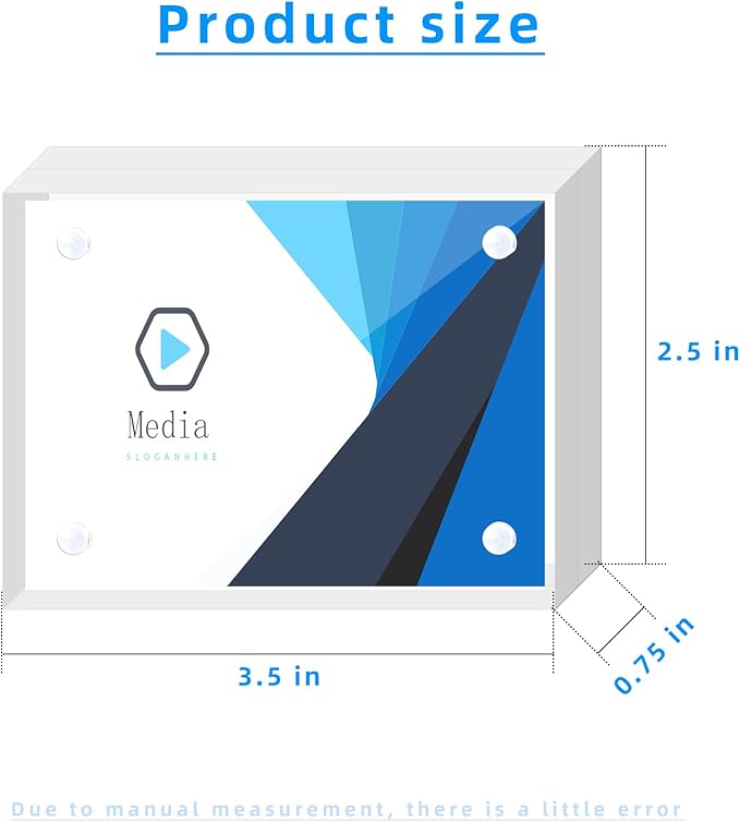 Acrylic Picture Frame 2.5 x 3.5 Clear Acrylic Business Card Frame Double Sided Frameless Magnetic Photo Frames Block Desktop Display Stand for School Office Home Decoration 20mm Thick
