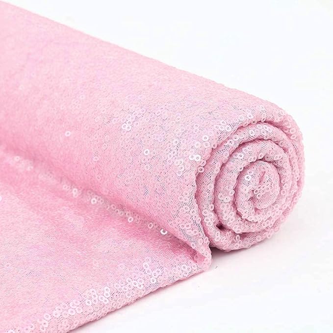 Pink Sequin Backdrop Curtains 4 Panels 2FTx8FT for Wedding, Birthday, Bridal Party, Photo Backdrop