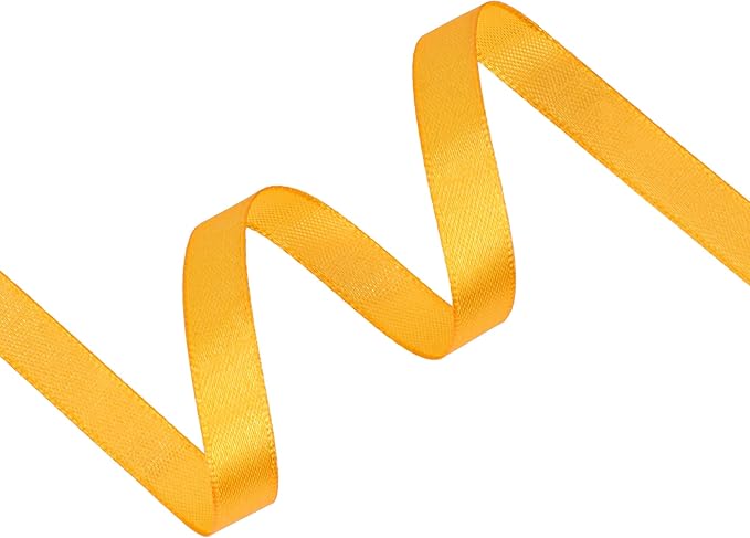 Yellow Satin Ribbon 3/8 inch X Continuous 50 Yards, Single Face Polyester Ribbon Perfect for Gift Wrapping, Flower Bouquet, Wedding Decor, Crafts, Bow Making, Sewing and More