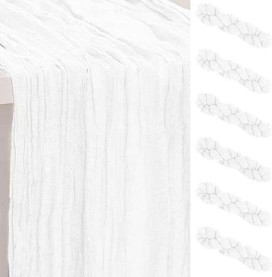 6 Pack White Cheesecloth Table Runner 35x120 Inch 10Ft Rustic Gauze Cheese Cloth Thanksgiving Table Runner Sheer Cheesecloth Table Runners for Wedding Party Bridal Shower Decoration