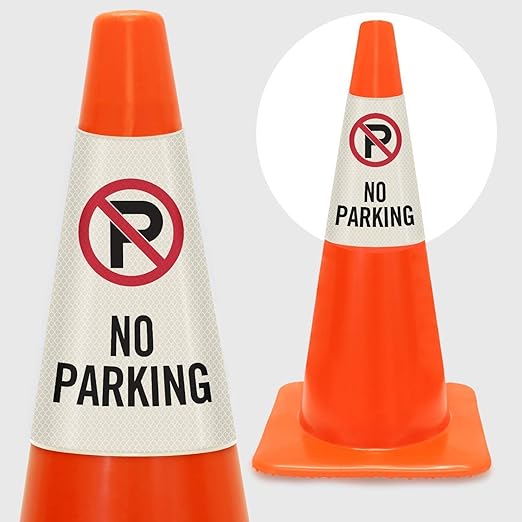 SmartSign No Parking Cone Message Sleeve, Bright Reflective [Cone Not Included]