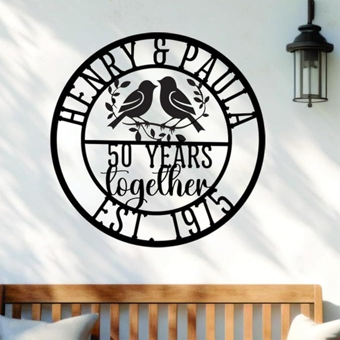 NAZENTI Personalized Metal Sign 50th Wedding Gift For Couple, Wedding Gift, Family Name Sign, Outdoor Name, Anniversary, Home Decor, Front Door