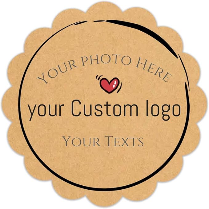 100pcs Personalized Stickers Labels Custom Business Logo Stickers Kraft Paper Labels in Circle, Rectangle, Square, Oval, in 1.5",2", 2.5“, 3”, 4" (Flower)