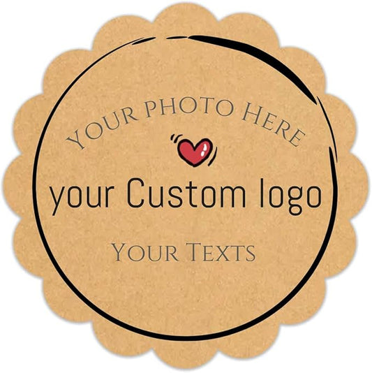 100pcs Personalized Stickers Labels Custom Business Logo Stickers Kraft Paper Labels in Circle, Rectangle, Square, Oval, in 1.5",2", 2.5“, 3”, 4" (Flower)