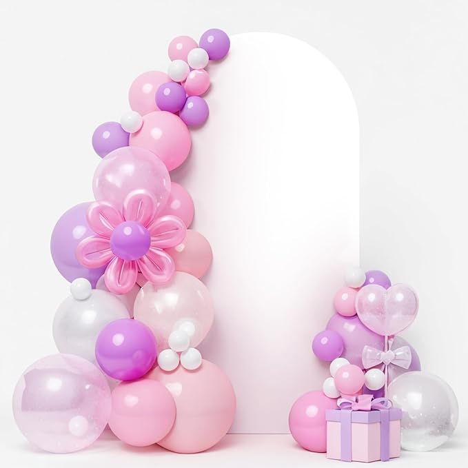LEBENGURU Upgraded 5FT Wedding Arch Cover, White Spandex Fitted Arch Backdrop Cover, Round Top Chiara Stand Covers for Birthday Party Baby Shower Banquet Balloon Décor