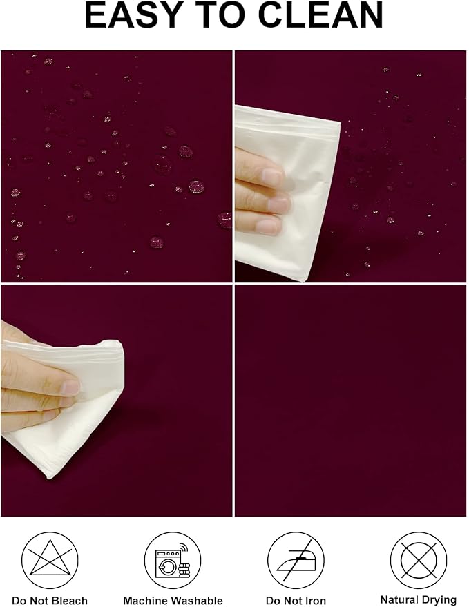 Fokitut 2 Pack Waterproof Round Tablecloth, 70 Inch, Stain Resistant and Wrinkle Polyester Table Cloth, Fabric Table Cover for Kitchen Dining, Wedding, Party, Holiday Dinner-Burgundy