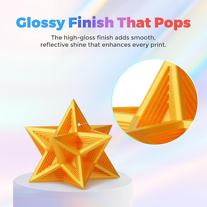 FLASHFORGE Silk PLA Filament 1.75mm Bright Gold, Smooth and Silky Texture 3D Printing Filament, Dimensional Accuracy +/- 0.02mm