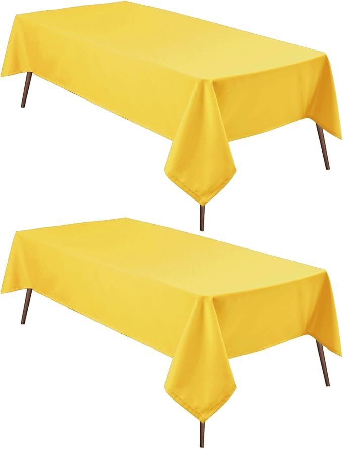 Hiasan 2 Pieces Yellow Square Tablecloth - Spillproof and Waterproof Washable Table Cloth for Dining Room Kitchen Camping, 54 x 54 Inch