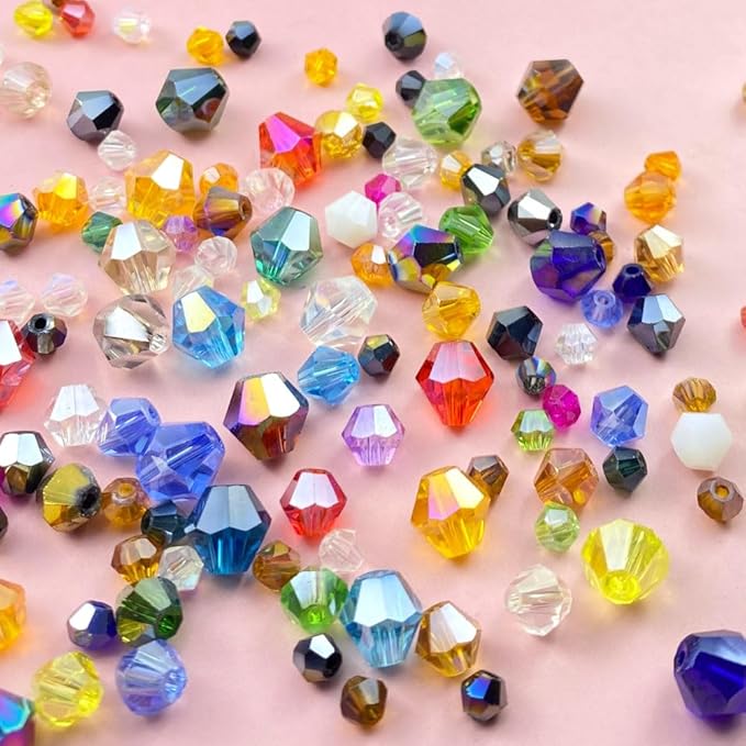 400pcs 4mm Bicone Crystal Glass Beads Loose Spacer Beads Faceted Craft Beads for Jewelry Making DIY Necklace Bracelet Earring Wind Chimes Suncatchers Ornamen(Dark Amber AB)