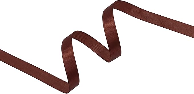 Coffee Brown Satin Ribbon 3/8 inch X Continuous 100 Yards, Single Face Polyester Ribbon Perfect for Gift Wrapping, Flower Bouquet, Wedding Decor, Crafts, Bow Making, Sewing and More
