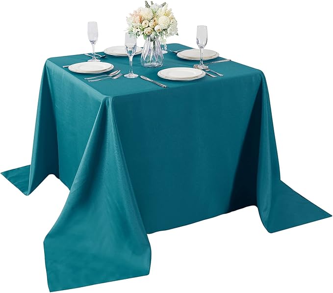 Cupuamon Square Tablecloth 90x90 inch Washable Polyester Fabric Table Cloth for Wedding Party Dining Banquet Decoration（90x90,Caribbean Blue）