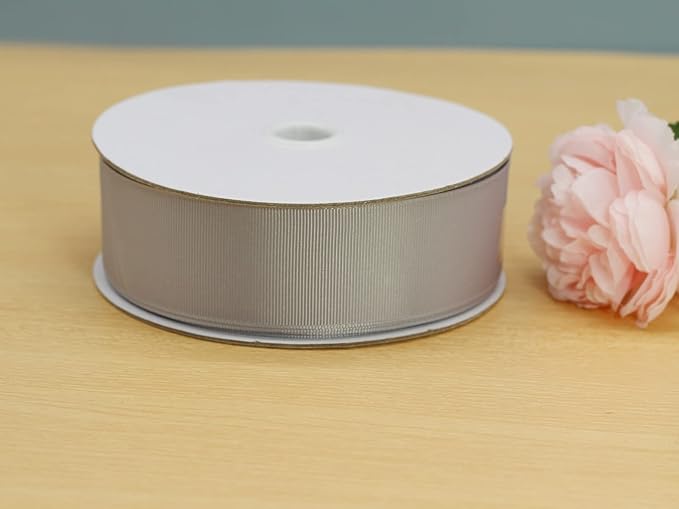 One Roll 50 Yards Soild Gray Grosgrain Ribbon 1 1/2 inch Flower Bouquets Ribbons- Thick Gift Wrapping Ribbon-DIY Crafts Bow Hair Headband Accessories Ribbons #09(38mm)