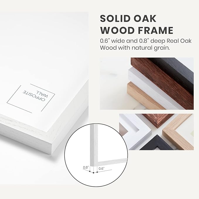 Opposite Wall - 12x12 in - White Solid Oak Wood Picture Frame - Lightweight, Versatile & Shatterproof - Wall Hanging Poster or Photo Frame - Wall Decor for Office, Gallery & Home