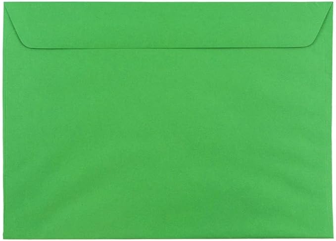 JAM PAPER 9 x 12 Booklet Colored Envelopes - Green Recycled - 50/Pack