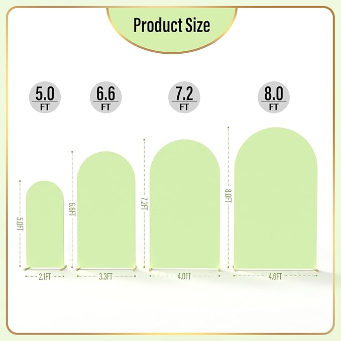 LEBENGURU Upgraded 6FT Wedding Arch Cover, Green Spandex Fitted Arch Backdrop Cover, Round Top Chiara Stand Covers for Birthday Party Baby Shower Banquet Balloon Décor