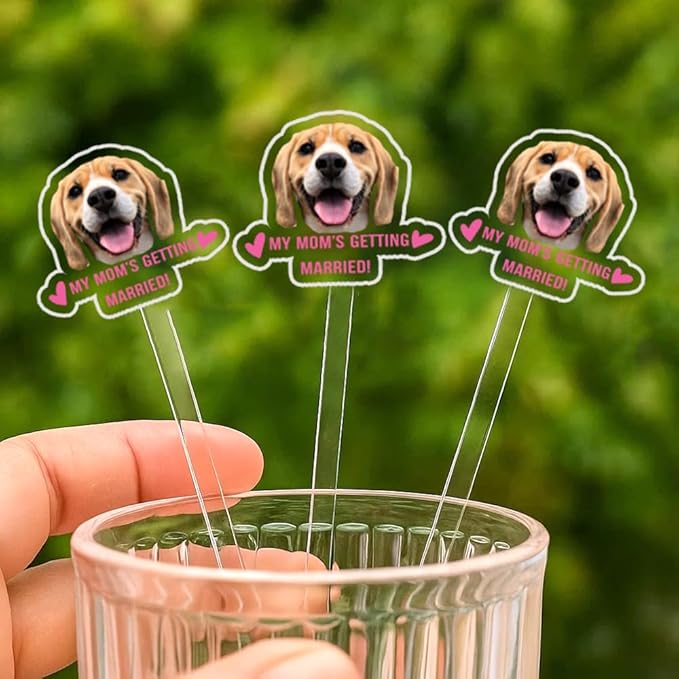 Personalized 50 pcs Double-Sided Wedding Pet Stir Sticks, Custom Dog Cat Stir Stick, Acrylic Cocktail Stirrers, Wedding Drink Stirrers, Bachelorette Party Decorations, Bridal Shower Gifts