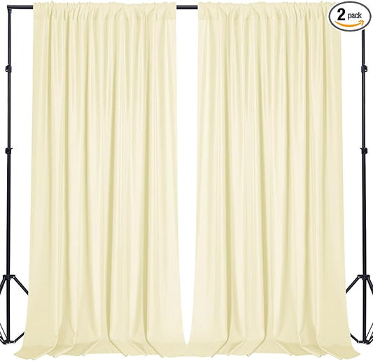 Sugargirl 10x10FT Light Yellow Backdrop Curtains Polyester Photo Backdrop Drapes Curtains 2 Panels with Rod Pockets for Party Birthday Wedding Photography Home Decoration