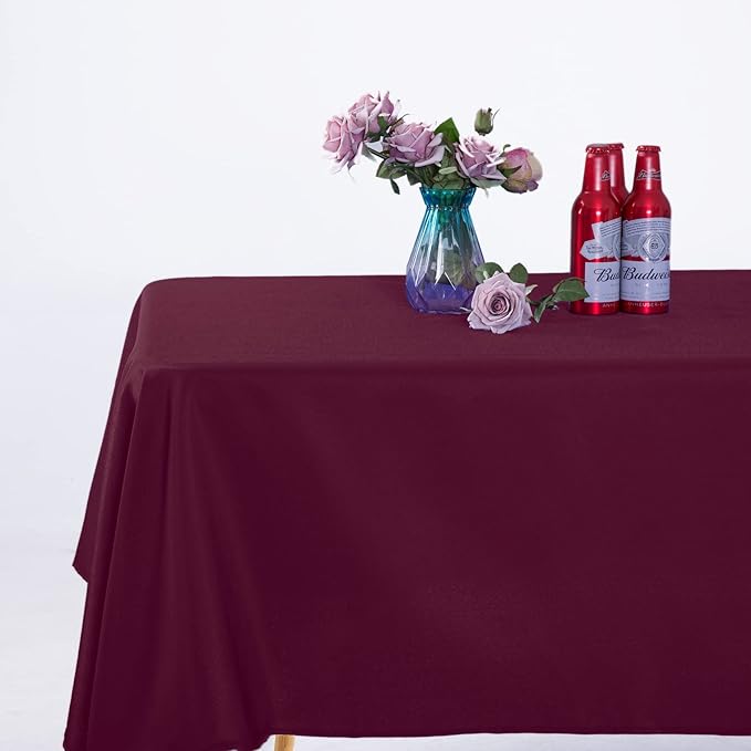 Ascoza 2pack 60x120 Inch Burgundy Rectangular Tablecloth 6 Feet Table Cloth in Polyester Fabric for Wedding/Banquet/Restaurant/Parties