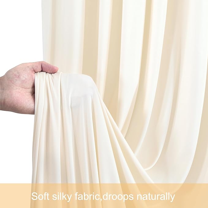 50ft x 12ft Champagne Backdrop Curtains Wrinkle Free Backdrop Curtain for Wedding Parties Fabric Backdrops Drapes Back Drop Cloth Bridal Shower Stage Curtains Wedding Decorations for Reception