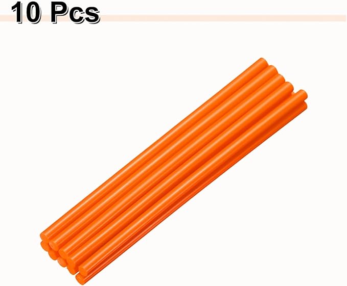HARFINGTON 10pcs Hot Glue Sticks 0.28" Dia x 7.87" Long EVA Mini Hot Melt Adhesive Glue Stick for Hot Melt Gun Wood Plastic Glass Flowers Fabrics Foam, Orange