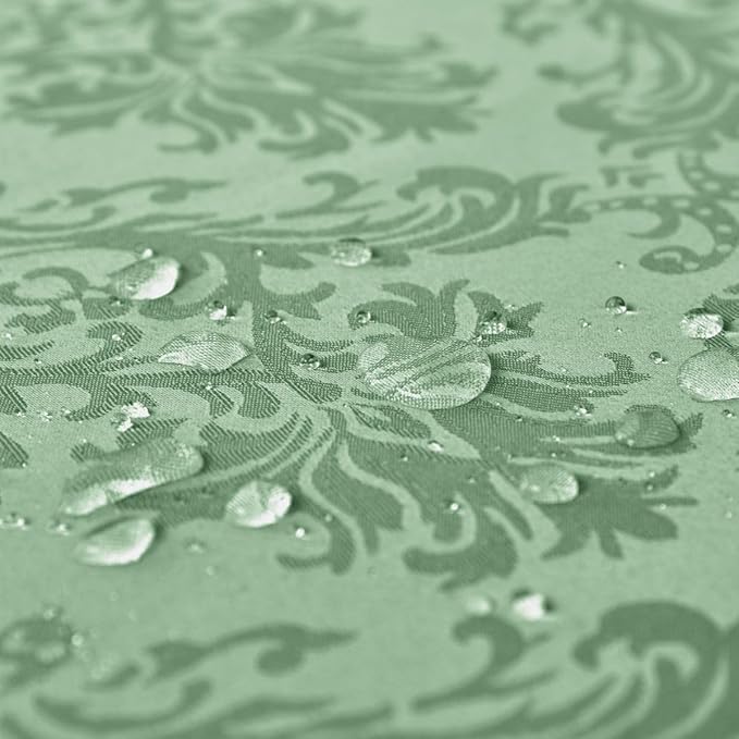 SASTYBALE Summer Tablecloth Rectangle, Spill-Proof Wrinkle Resistant Jacquard Fabric Table Cloth, Soft Polyester Damask Table Cover for Parties, Picnic, Dinner(60 * 84 inch, Oblong, Light Green)