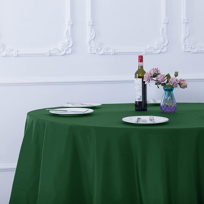 Ascoza 2pack 120 Inch Hunter Round Tablecloth in Washable Polyester Fabric for Wedding/Banquet/Restaurant/Parties